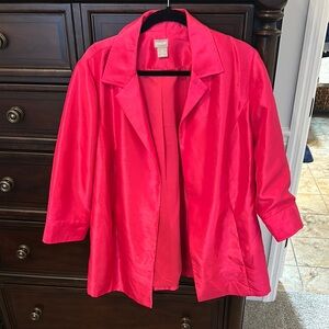 Chico's Pink Blazer Satin Finish Open Front